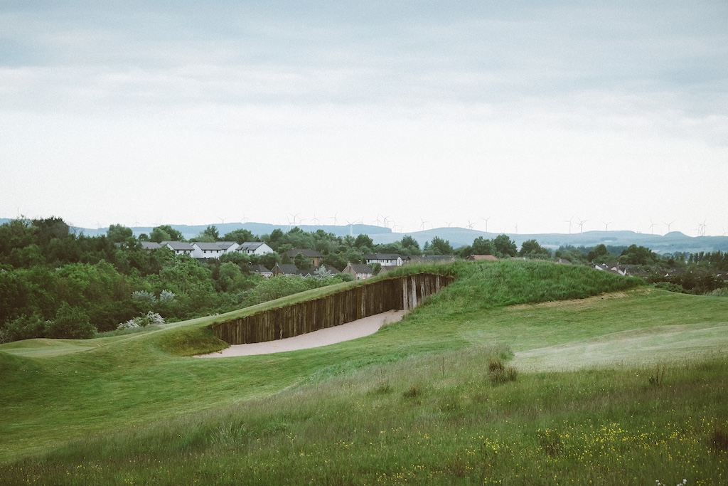 Aerial view of Playsport Golf course green in East Kilbride