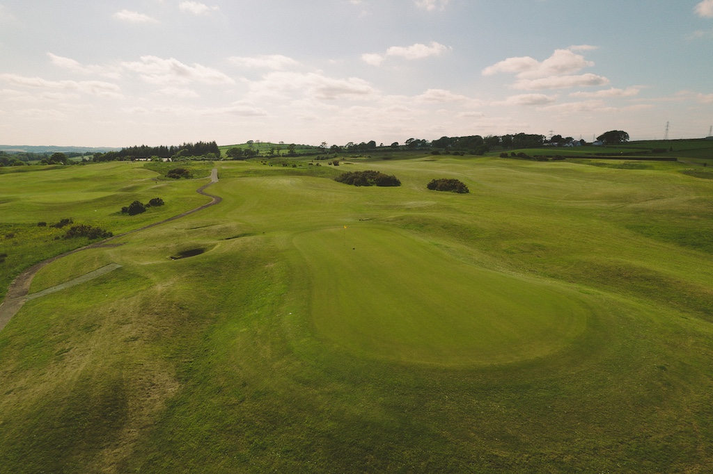 Aerial view of Playsport Golf course green in East Kilbride